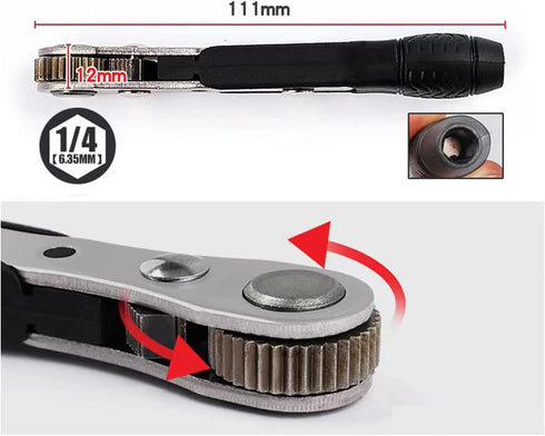 11pc 36-Tooth 1/4 inch Mini Ratchet Wrench Screwdriver Bit Set 90 Degree High Torque Mini Offset Reversible Drive Handle...