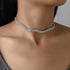 Rhinestone Choker Necklace Silver Crystal Necklaces Fashion Water Ripple Clavicle Chain Party Sparkly Adjustable Chain Jewerly for Women and Girls...