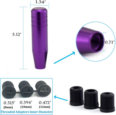 5.12" Weighted Gear Knob Shifter Handle, Aluminum Alloy Car Stick Shift Handle Fit Most Manual Automatic Transmissions, Purple...