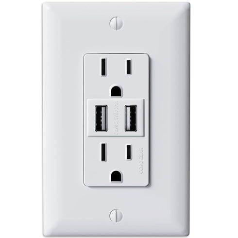 ECHOGEAR USB Outlet - 3.1 Dual USB Power Outlet with 2X AC Outlets & 2X USB-A Ports - Easy Install includes Wall Plate, Hardware & Outlet Receptac...