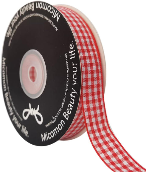 Red and White 100% Polyester Gingham Ribbon 25 Yards Each Roll (5/8", red)...