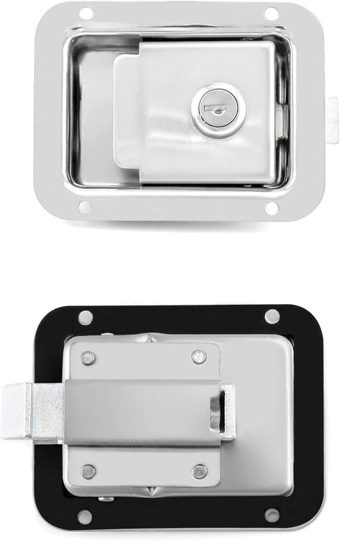 QWORK Travel Trailer Lock, 1 Pack, Stainless Steel Flush Mount Handle Latch Door Lock for Trucks, Tool Boxes, 1 Lock with 2 Keys...