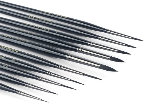 Transon 10pcs Small Detail Miniature Model Painting Brush Set for Acrylic Watercolor Gouache Ink Tempera and Body Painting...