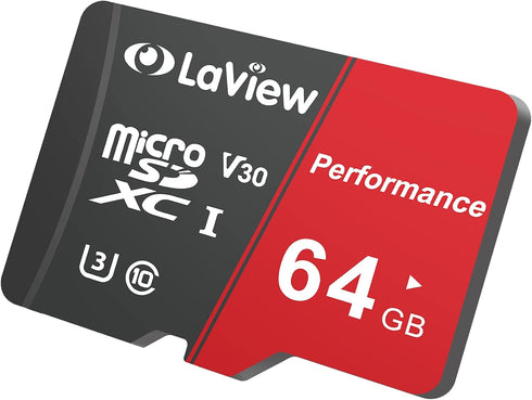 LaView 64GB Micro SD Card, Micro SDXC UHS-I Memory Card – 95MB/s,633X,U3,C10, Full HD Video V30, A1, FAT32, High Speed Flash TF Card P500 for Comp...