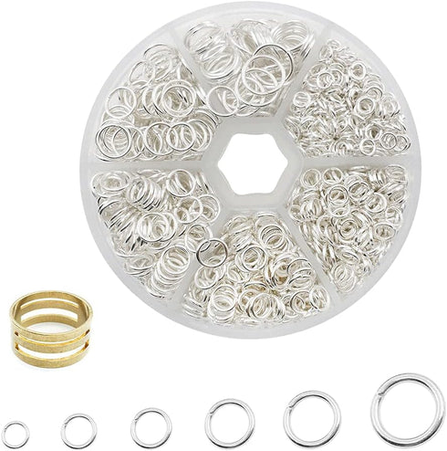 1500Pcs Mixed 6 Sizes Open Jump Rings,4mm 5mm 6mm 7mm 8mm 10mm Jump Ring Jewelry Keychain for Jewelry Making Accessories with 1Pcs Jump Ring Open/...