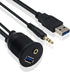 Duttek USB Panel Flush Mount cable - 3.3ft USB 3.0 & 3.5MM Male to Female AUX Extension Mount, Dash Mount, Flush Mount, Panel Mount Cable, for Car...