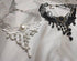 2 Pack Black White Droplet Elegant Vintage Princess Lace Gothic Statement Necklace Bracelet Victorian Tassel Flower Choker Pendant Vampire Neck Ch...