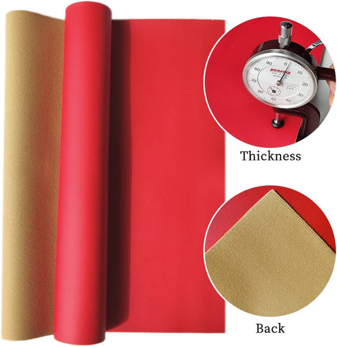 XHT Smooth Red Faux Leather Roll 11.8"x53" Soft Plain Synthetic Upholstery Crafts Fabric for DIY Cosplay Garment Jewelry Accessories...