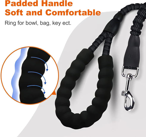 Dog Leash with Comfortable Padded Handle and Highly Reflective Threads, 360-Degree No Tangles and Comfortable Padded Handle,Suitable for Small,Med...