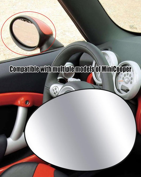 Driver Left Side Mirror Glass Assembly Fit for Mini Cooper 2007-2015 Replace 51169803193 51162755625, Left Heated Rearview Convex Mirror Glass wit...