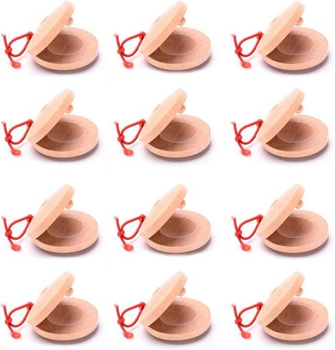 Wooden Percussion Instrument Finger Castanets: 12Pcs Wood Castanets Creative Musical Instrument for Kids Percussion Toy (Wood color)...