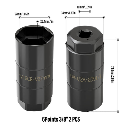 2PCS Oil Pressure Sensor Switch Socket 3/8" Drive or 1-1/8" hex for 1" and 1-1/16" Switches, Accepts Oil Pressure Units Up to 2-5/8" Long, Deep 2-...