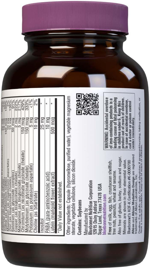 Bluebonnet Nutrition Multi One (with Iron) Vegetable Capsules, Complete Full Spectrum Multiple Vitamin Supplement, B Vitamins, Gluten free, milk f...