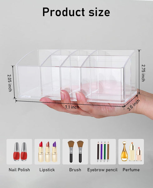 Makeup Organizer,Small Clear Makeup Brush Holder Organizer with 7 Slots for Vanity, Nail Polish, Lipstick, Bathroom Cosmetics Desktop...