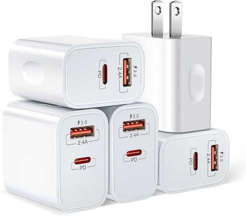 20W USB C Charger Block, Bangfun Dual Port PD 20 Watt Fast Charger Block+ Quick Fast Charge 3.0 Type C Charging Block Compatible iPhone 16/15/14/1...