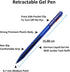 Radius O-Second Retractable Blue Gel Pens - 12 Pack, 0.7mm Medium Fine Point W/German Liquid Gel Ink & Stainless Steel Tip for Smooth Writing, Jou...
