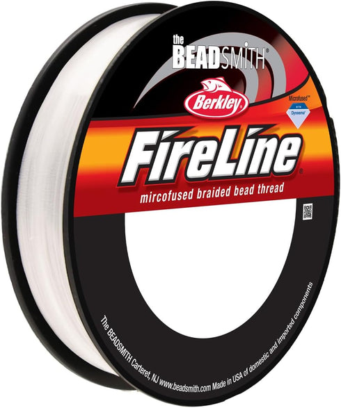 The Beadsmith Fireline by Berkley – Micro-Fused Braided Thread – 6lb. Test.006”/.15mm Diameter, 125 Yard Spool, Crystal Color – Super Strong Strin...