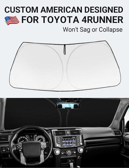 Proadsy 2025 Upgrade Windshield Sun Shade Custom Fit 2010-2025 Toyota 4Runner Sunshade 4-Layer Foldable Front Sunshade Protector Sun Visor Blocks ...