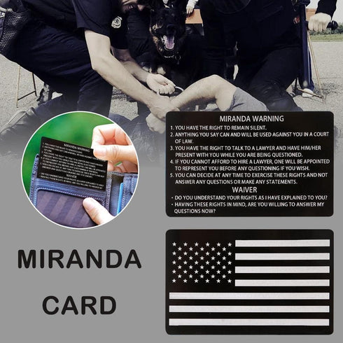 3Pcs Black Miranda Card with Torn American Flag on The Miranda Warning Card Miranda Rights Standard Field Sobriety Test Clues Cards Police Gift,Ca...