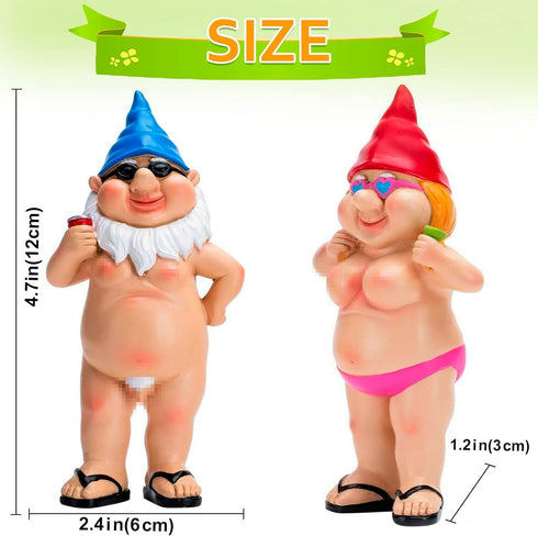 Garden Gnomes Gag Gifts Funny Gifts for Men Women Garden Gnomes Outdoor Yard Decorations Outdoor (Couple Gnomes)...