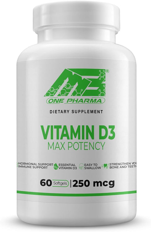 Vitamin D3 Max Potency Dietary Supplement – Immune, Hormonal, Muscle, Teeth and Bone Health Support - Easy to Swallow (250 mcg - 60 Softgels)...