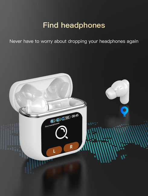 URIZONS ANC Noise Cancellation Message Notification Bluetooth in-Ear Earbuds - Multi-Functional Wireless in Ear finding Headphones with LCD Screen...