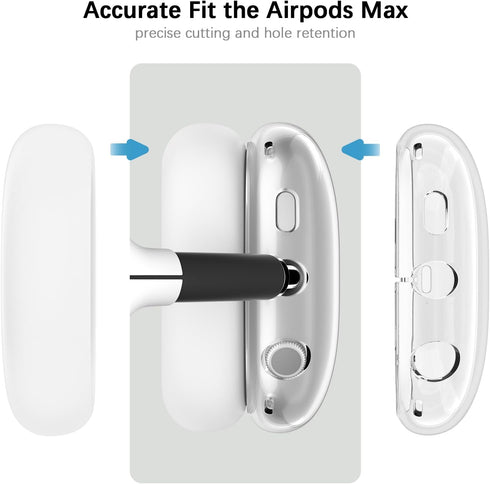 AIRSPO for Airpods Max Case Cover, Clear Soft TPU Case Cover+Slicone Earpad Cover+Silicone Overhead Cover, Transparent Protective Case for AirPods...