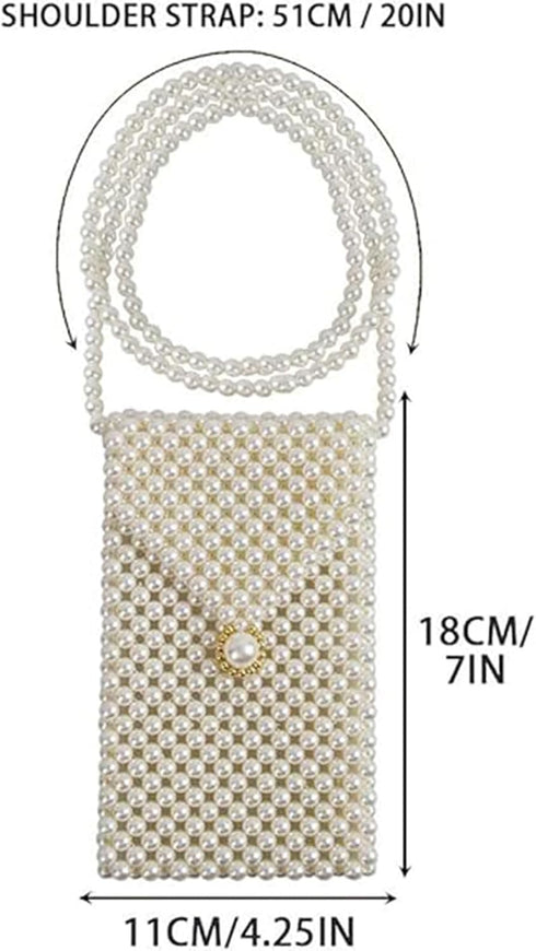 Luxury Pearl Bag Chain Bag Purse Shoulder Bag for Women,Artificial Pearl Clutch Crossbody Beaded Evening Bag for Party...
