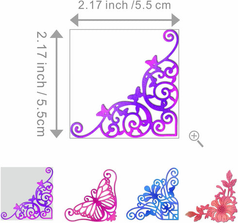 Butterfly Corner Decoration Frame Die Cuts for Card Making, Paper Embossing Metal Cutting Dies Kit Templates, Storage Pockets Supplies, Photo Fram...
