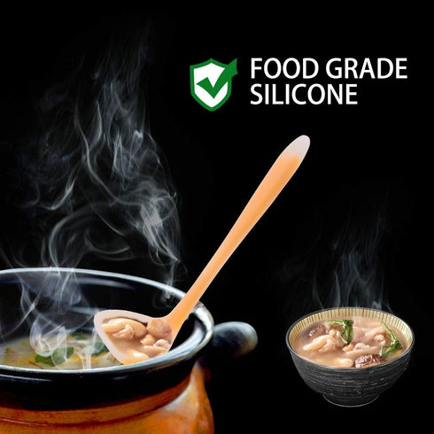 uxcell Silicone Soup Ladle Spoon 8.3 Inch Length Heat Resistant to 450°F One Piece Design Restaurant Kitchen Cooking Utensil for Serving Soup Oran...