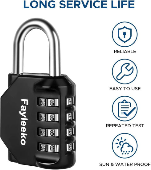 Combination Lock, 4 Digit Combination Padlock for School Gym Sports Locker, Fence, Toolbox, Case, Hasp Cabinet Storage (1 Pack, Black)...