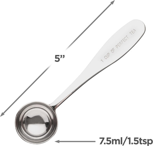 Loose Leaf Tea Spoon Measure | One Cup of Perfect Tea | Stainless Steel Scoop | Premium High Polish Finish...