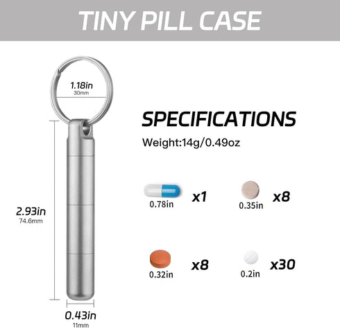 ThruNite Portable Titanium Pill Case 3 Layers Pill Container Waterproof Pill Organizer Holder for Travel Keychain EDC Daily Personal Care Outdoor ...