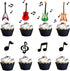 JeVenis 30 Pcs Music Notes Cupcake Toppers Guitar Cake Toppers Rock Cupcake Topper for Kids Birthday Musician Party Baby Shower Party Favor...