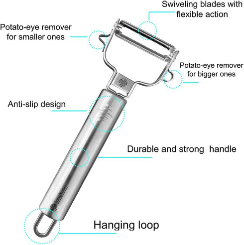 Fruits and Vegetables Peelers -Y Shape Swivel Potato Peeler-Stainless Steel Multifunctional Ultra Sharp Serrated Peeler-Great for Potatoes,Carrot,...