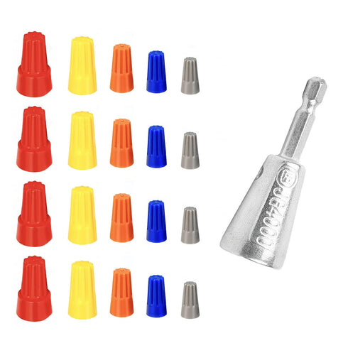 25 Pcs Wire Connectors & 1 Pc Silvery Wire Nut Twister, Wire Screw Caps Kit Insulating Insert Twist Electrical Wire Connectors with Spring Wire Sp...