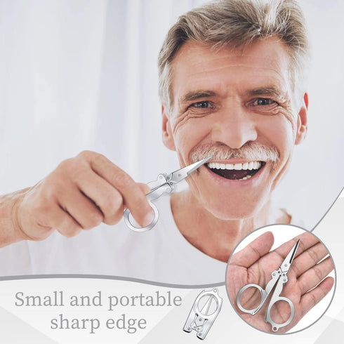 8 Pcs Stainless Steel Small Scissors Folding Scissors, Pocket Portable Foldable Travel Scissors Tiny Mini Craft Cutter for Home Travel, Silver...