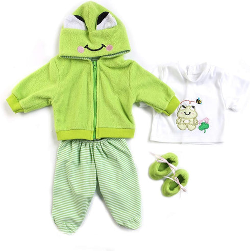 Reborn Baby Girl Boy Dolls Clothes 22 inch 4 pcs Sets Green Frog Outfit Fit 20-22" Newborn Dolls Clothes Accessories...