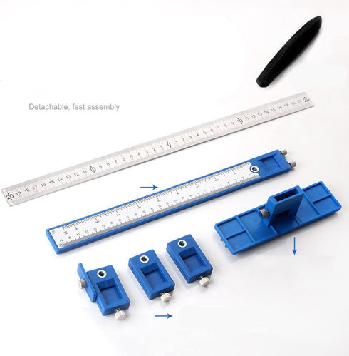 Cabinet Hardware Jig Tool,Drill Guide Drill Guide Sleeve Cabinet Hardware Jig Template,Imperial & Metric, ABS Aluminum Wood Drilling Dowel Ruler M...