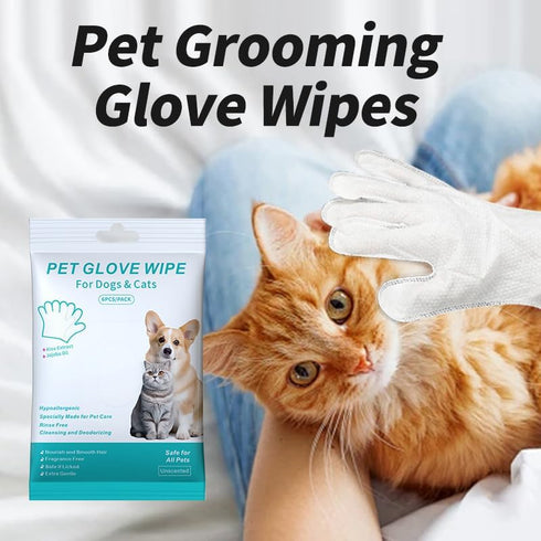 Cleaning Glove for Dog and Cat, Wipes Gloves for Dog and Cat Fur Face, Ear, Eye, Paws Cleaning Wipes Pet Wash Free Gloves, Grooming Wipes for Pet ...