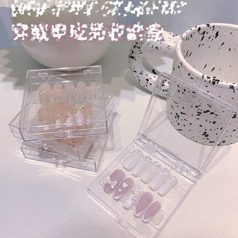 6Pcs Clear Acrylic Press on Nails Storage Packaging Boxes &10Pcs Nail Tips Display Holder and Double Sided Adhesive Tape Nail Display Organizer fo...