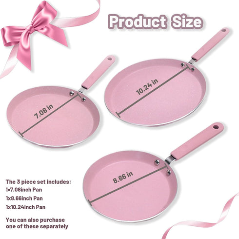 Nonstick Frying Pan Skillet, 7" Pink Skillet with Non Stick Coating, Aluminum Egg Pan with Stay Cool Handles, Practical Kitchen Cookware for Home ...