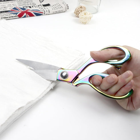 NatSumeBasics 8" Fabric Scissors Rainbow All Stainless Steel Sewing Tailor Scissor Craft Shear Heavy Duty Dressmaker Shears for Home Office (Rainb...