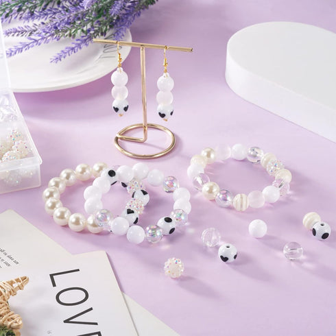 Cheriswelry 160Pcs 11-12mm ABS Imitation Pearl Beads White Round Heart Dot Pattern Transparent Acrylic Beads AB-Color Resin Rhinestone Beads Suppl...