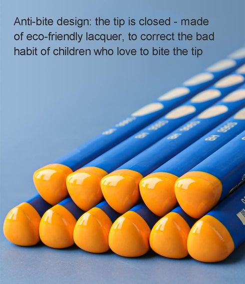 Triangular Fat Pencil - 12 Pack Thick, Strong, Jumbo Wood Pencils for Writing and Drawing, HB with Eraser and Sharpener...