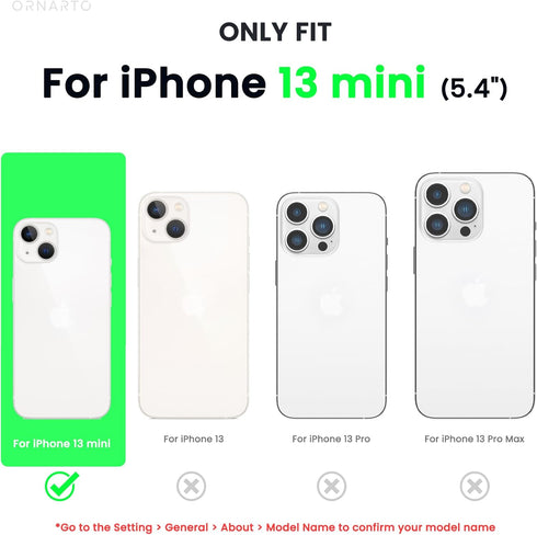 ORNARTO Compatible with iPhone 13 Mini Case, Slim Liquid Silicone 3 Layers Full Covered Soft Gel Rubber with Microfiber Case Cover 5.4 inch-Midnig...