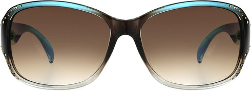 Panama Jack Women's Studded Square Sunglasses, Turquoise/Blue Crystal, 59...