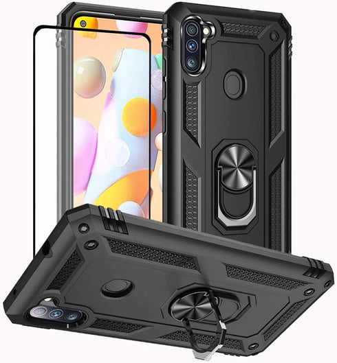Galaxy A11 Phone Case, Samsung A11 Phone Case with Screen Protector, Military Grade Protective Cases with Ring for Samsung Galaxy A11 (Black)...