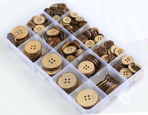266 PCS Coconut Shell Buttons 8 Sizes Assorted (10mm-25mm) 4 Holes Coconut Button for Garment Sewing or DIY Crafts...