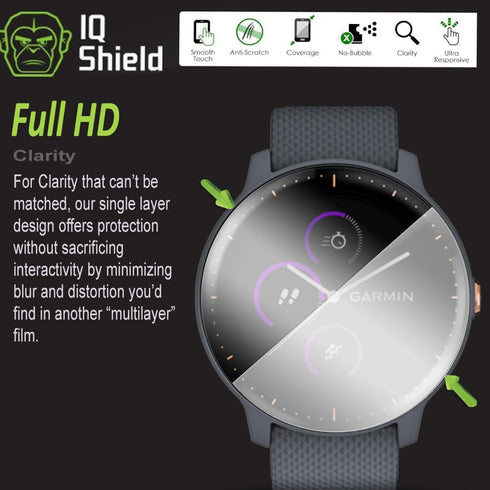 IQShield Screen Protector Compatible with Garmin Vivoactive 3 Music (6-Pack)(Full Coverage) Anti-Bubble Clear TPU Film...